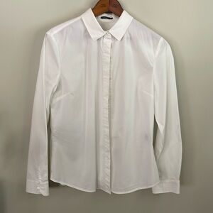 J. McLaughlin Button Up Shirt Womens Size:4 White Long Sleeve Cotton Blend